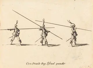 Drill with Tilted Pikes, by Jacques Callot, ink, 1634