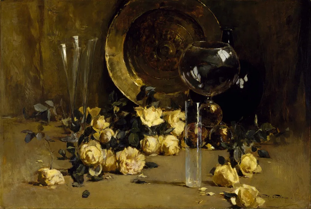 Still Life with Yellow Roses, by Emil Carlsen, oil