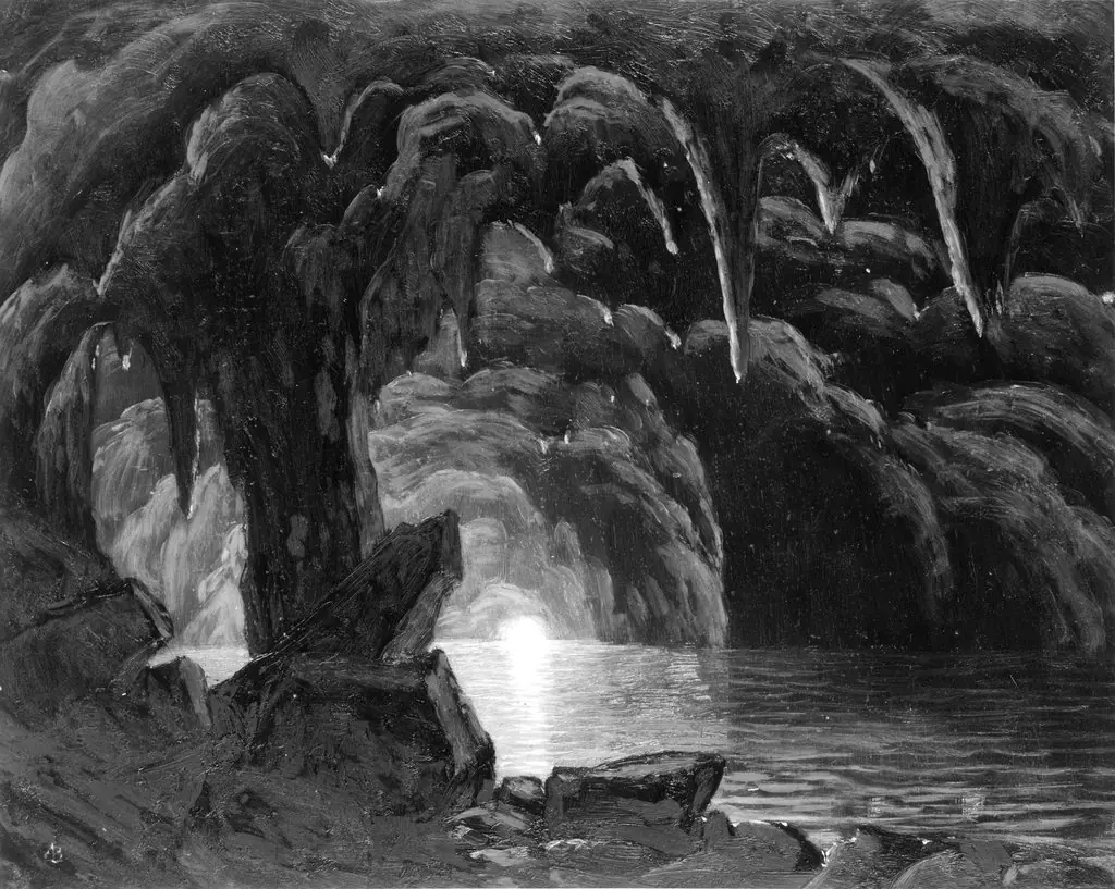 The Blue Grotto, Capri, by Albert Bierstadt, oil, 1857