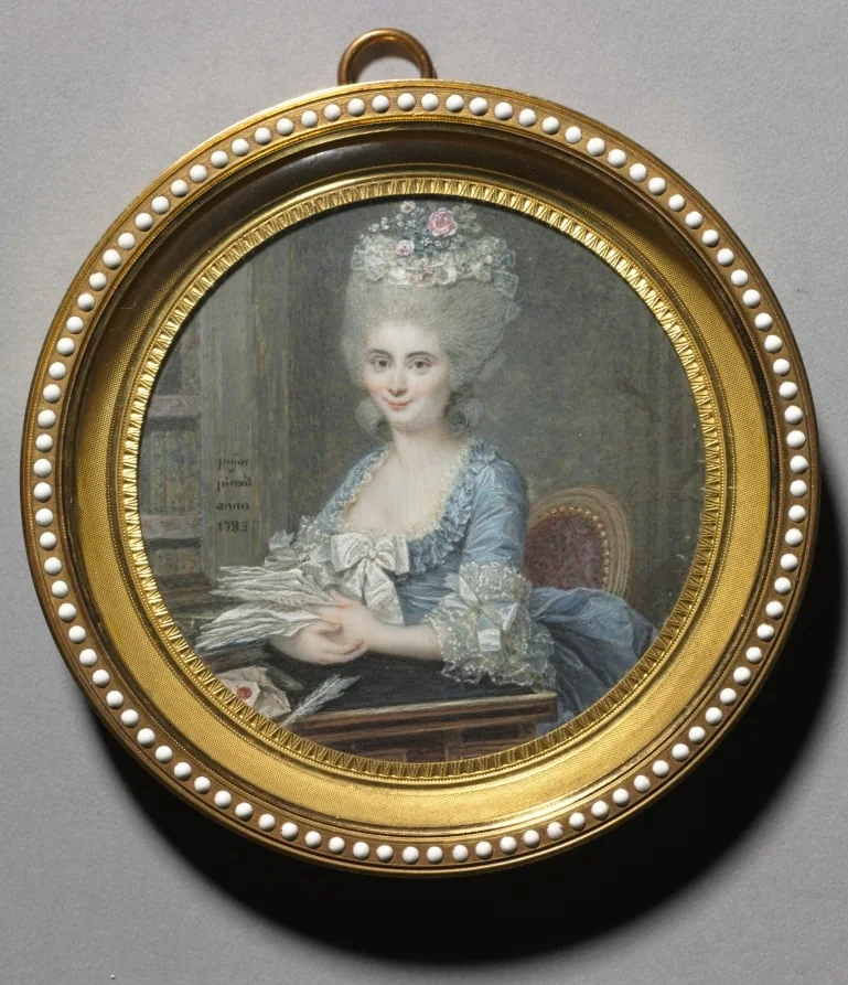Portrait of a Woman in a Blue Dress, detail