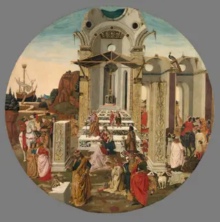 The Adoration of the Magi, by Raffaello Botticini, tempera, 1495