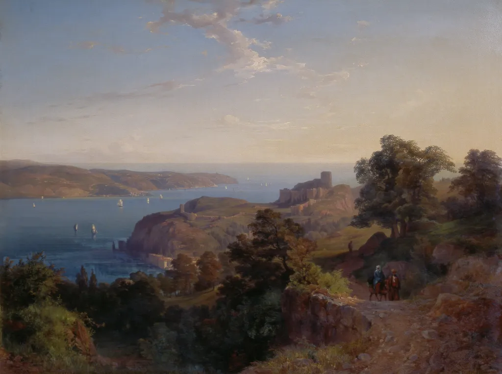Die Mündung des Bosporus (Yoros Kalesi), by Emanuel Stöckler, oil, 1849