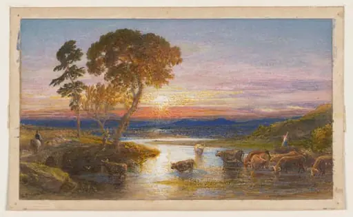 The Shining River, by Samuel Palmer, watercolor, 1880