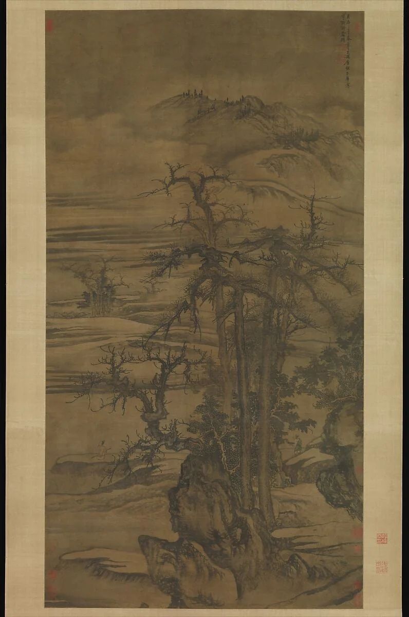 元 唐棣 摩詰詩意圖 軸|Landscape after a poem by Wang Wei, detail