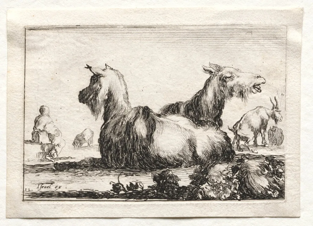 Caprices:  Two Goats, by Stefano Della Bella, 1642