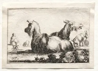 Caprices:  Two Goats, by Stefano Della Bella, 1642