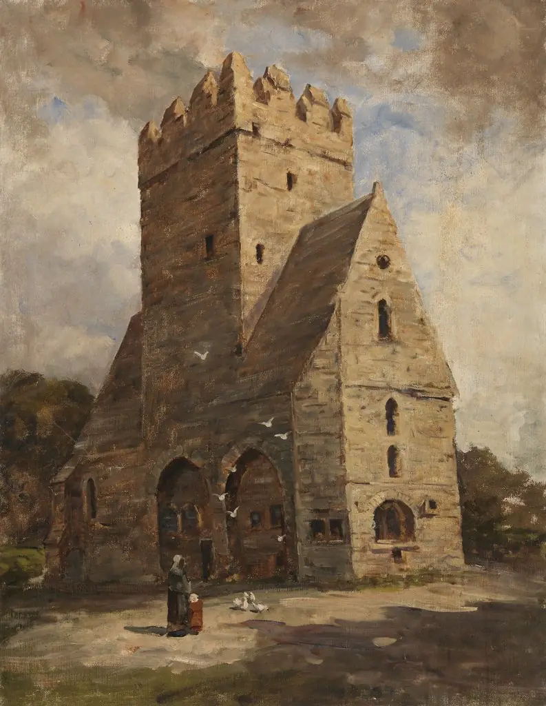 View of Saint Doulough's, Raheny, by Nathaniel Hone the Younger, oil, 1881