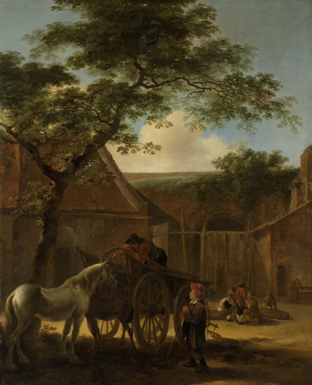Farmyard, by Jan Both, oil, 1650
