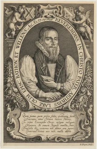 Arthur Lake, Bishop of Bath and Wells, by John Payne, ink, 1629
