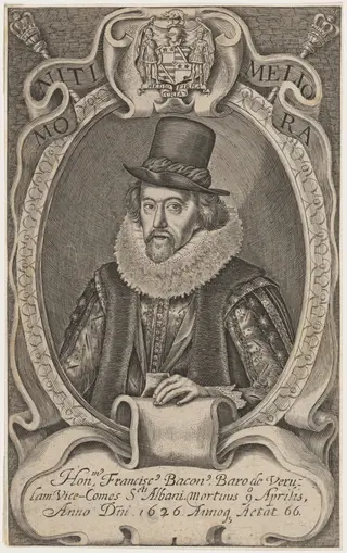 Sir Francis Bacon, by Simon van de Passe, ink, 1621