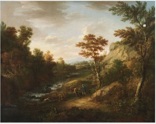 A Landscape with Peasants and a Dog, detail