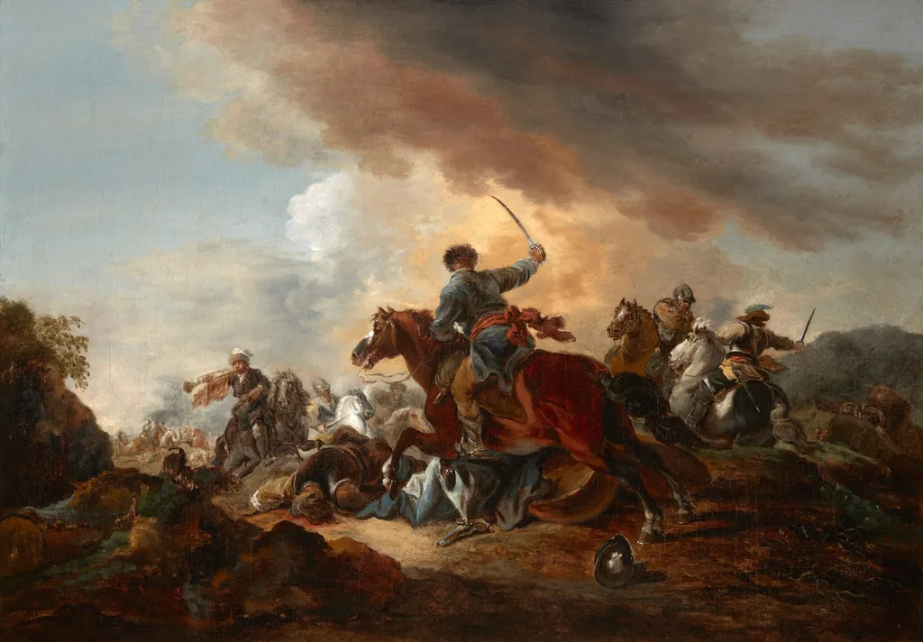 Battle Scene, by Aleksander Orłowski, oil, 1802