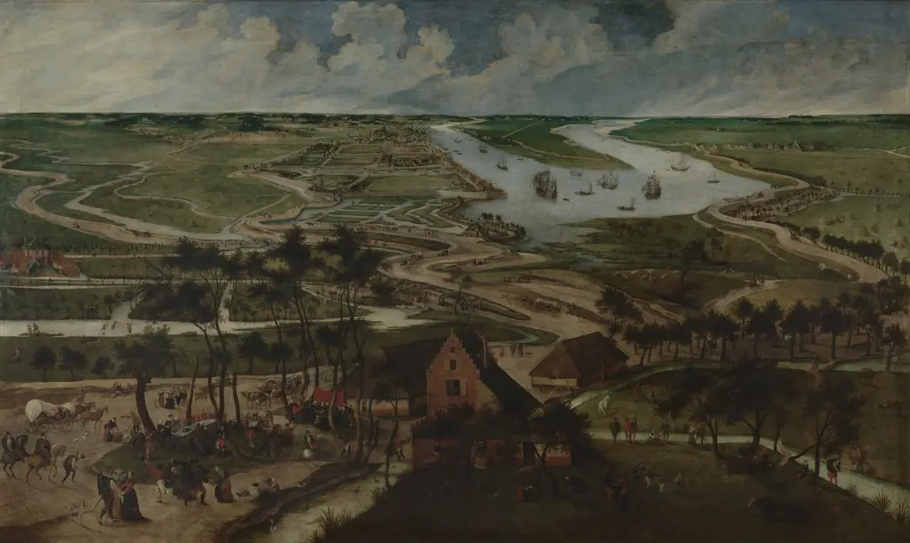 The Eel Huts in the Antwerp Polder outside the Lillo or Slijk Gate, by Abel Grimmer, oil, 1569