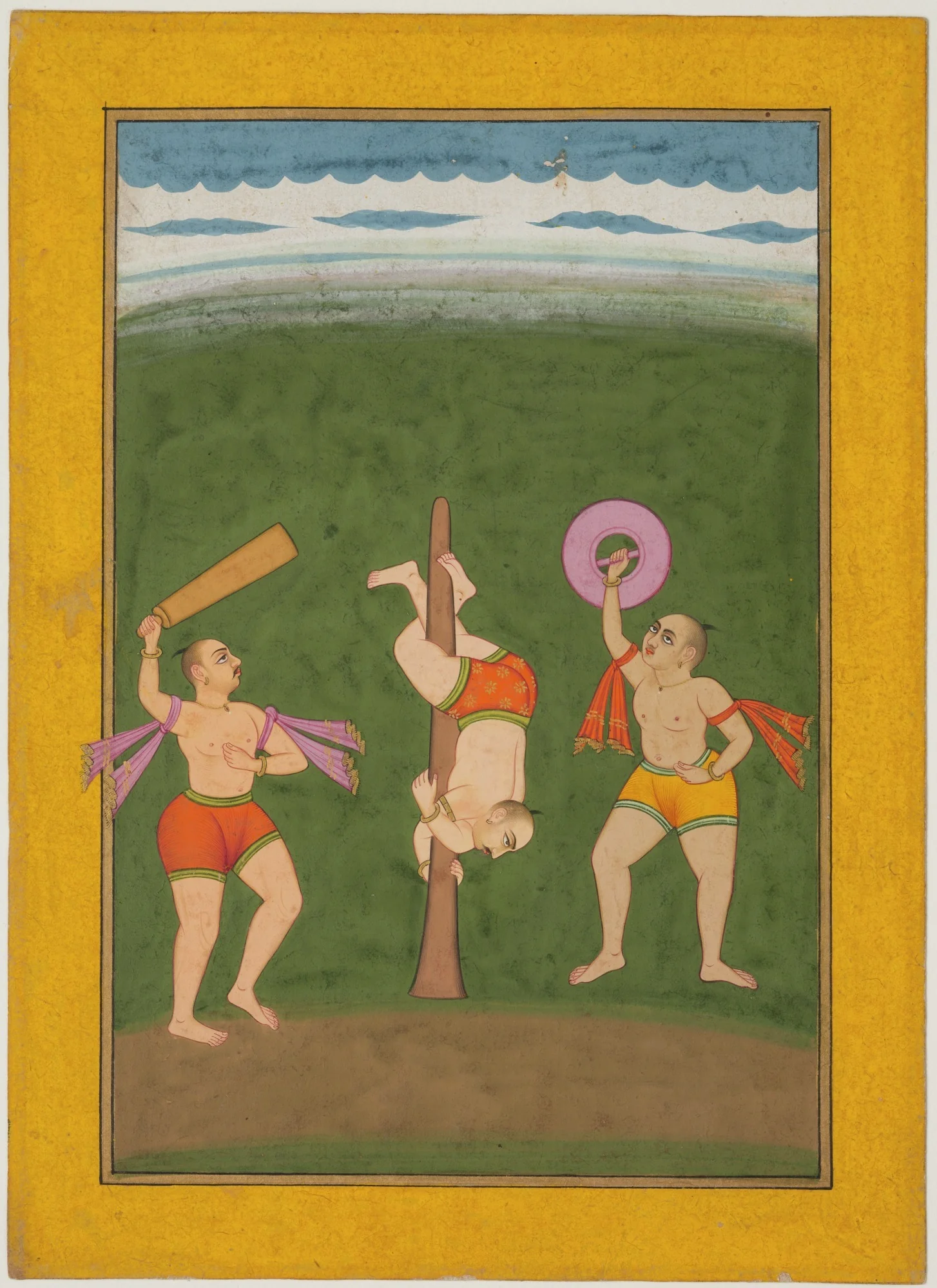 Three Men Exercising, detail