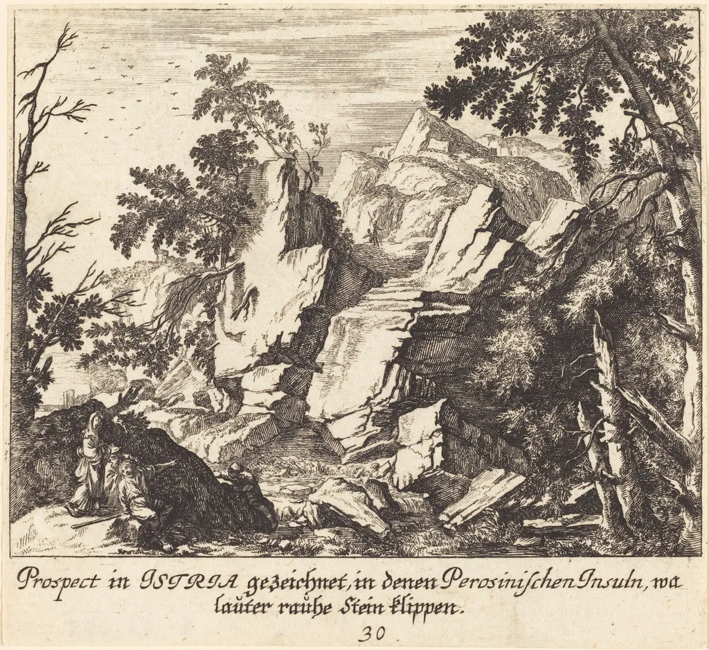 View in Istria, by Melchior Küsel, ink, 1681