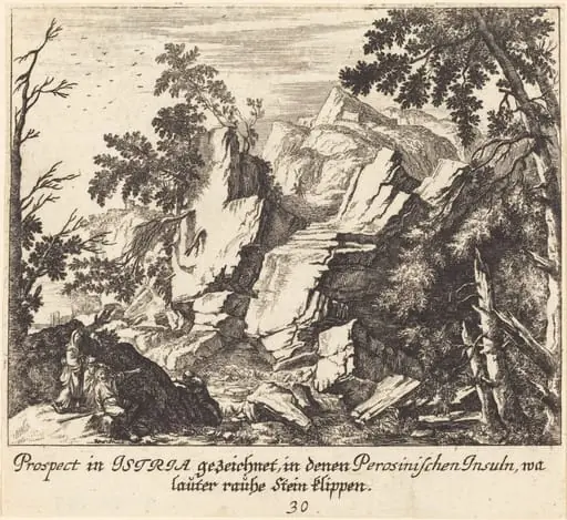 View in Istria, by Melchior Küsel, ink, 1681