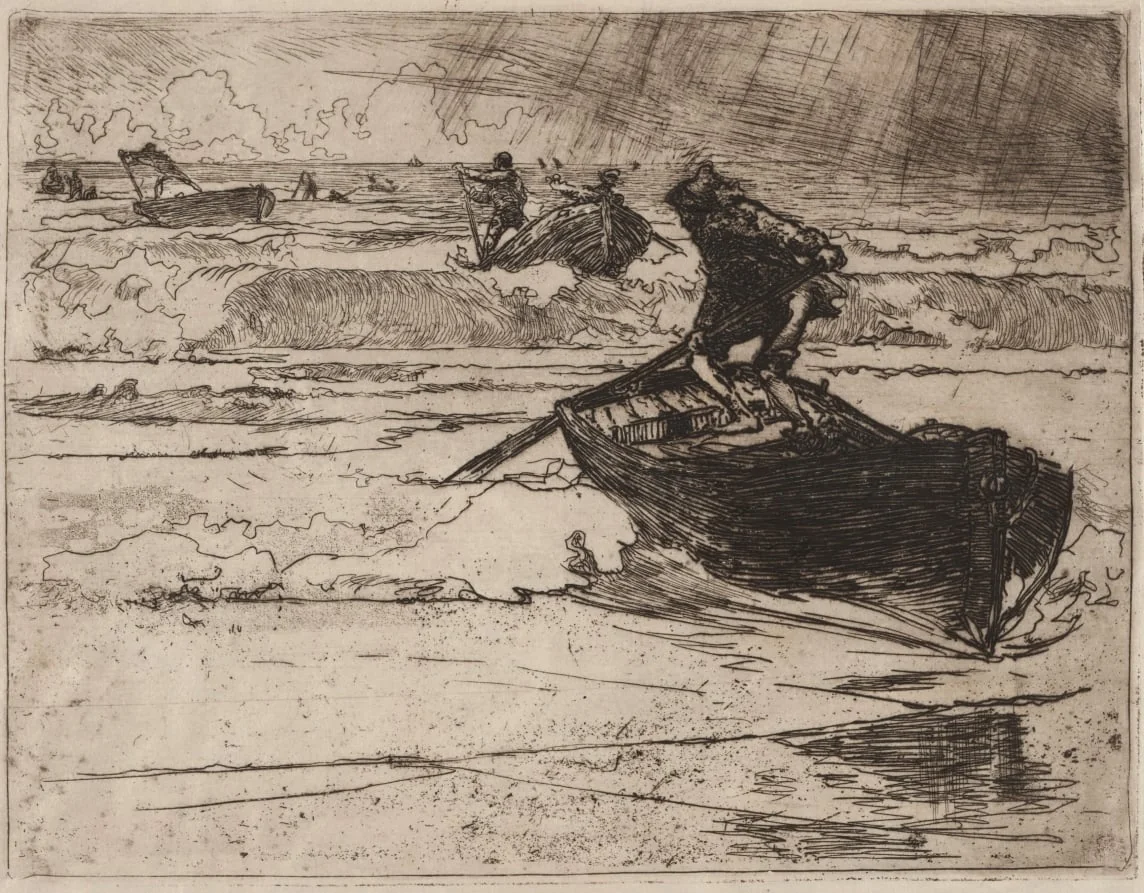 Pêcheurs Fuyants devant l'Orage, detail