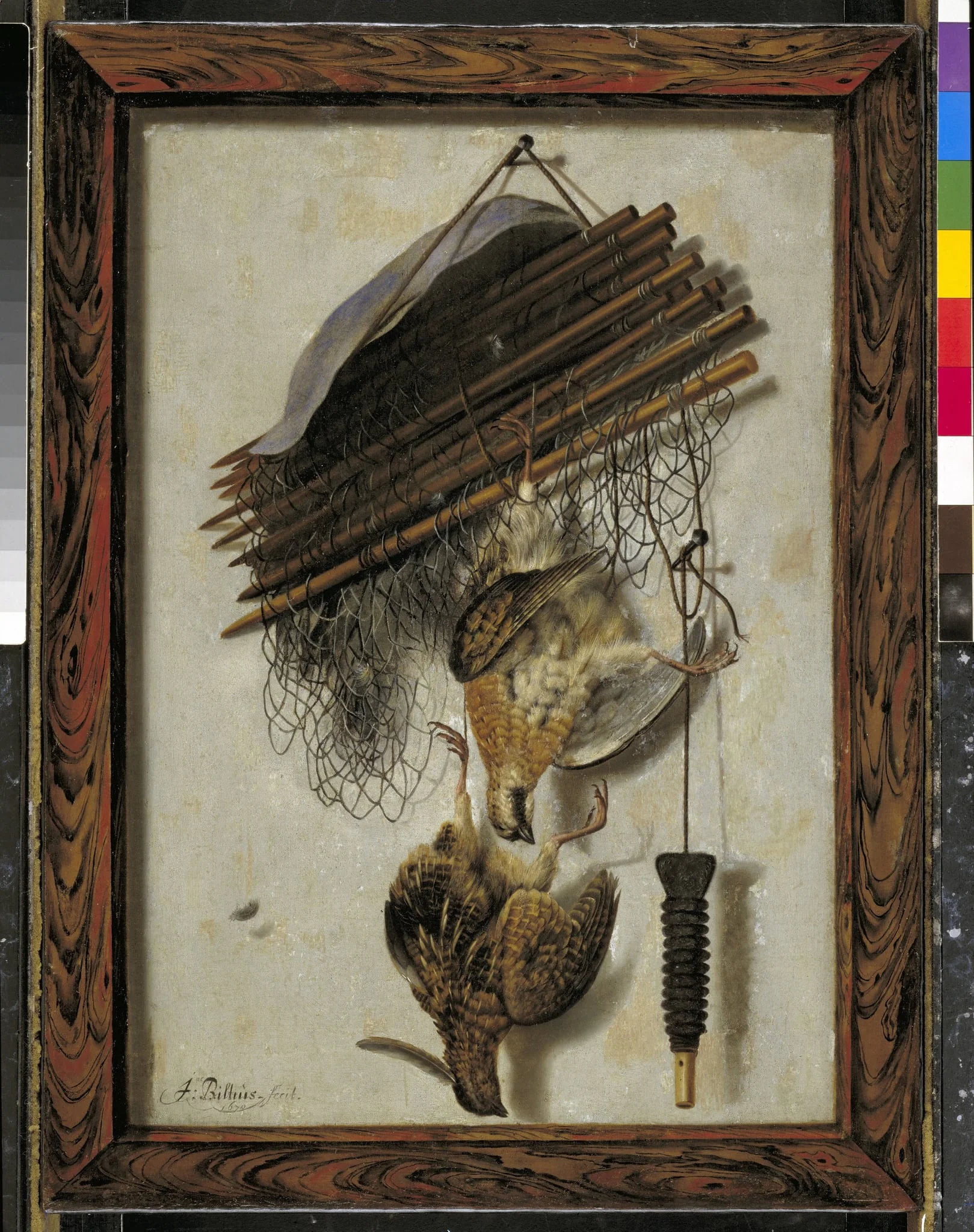 Dead Wildfowl and a Huntsman's Net. Trompe l'oeil, detail