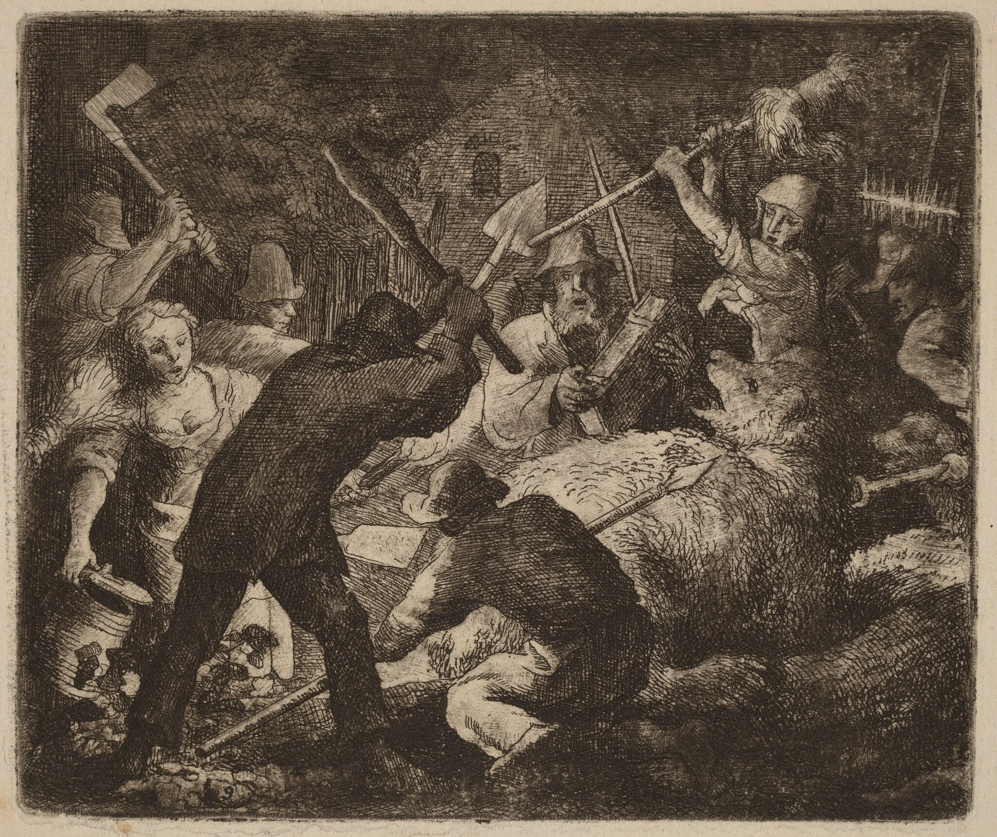 The Bear Assaulted by the Peasants, detail