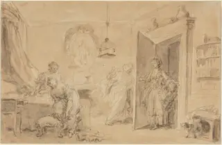 The Bedroom (Le Coucher or Ma Chemise brule), by Jean Honoré Fragonard, ink, 1769