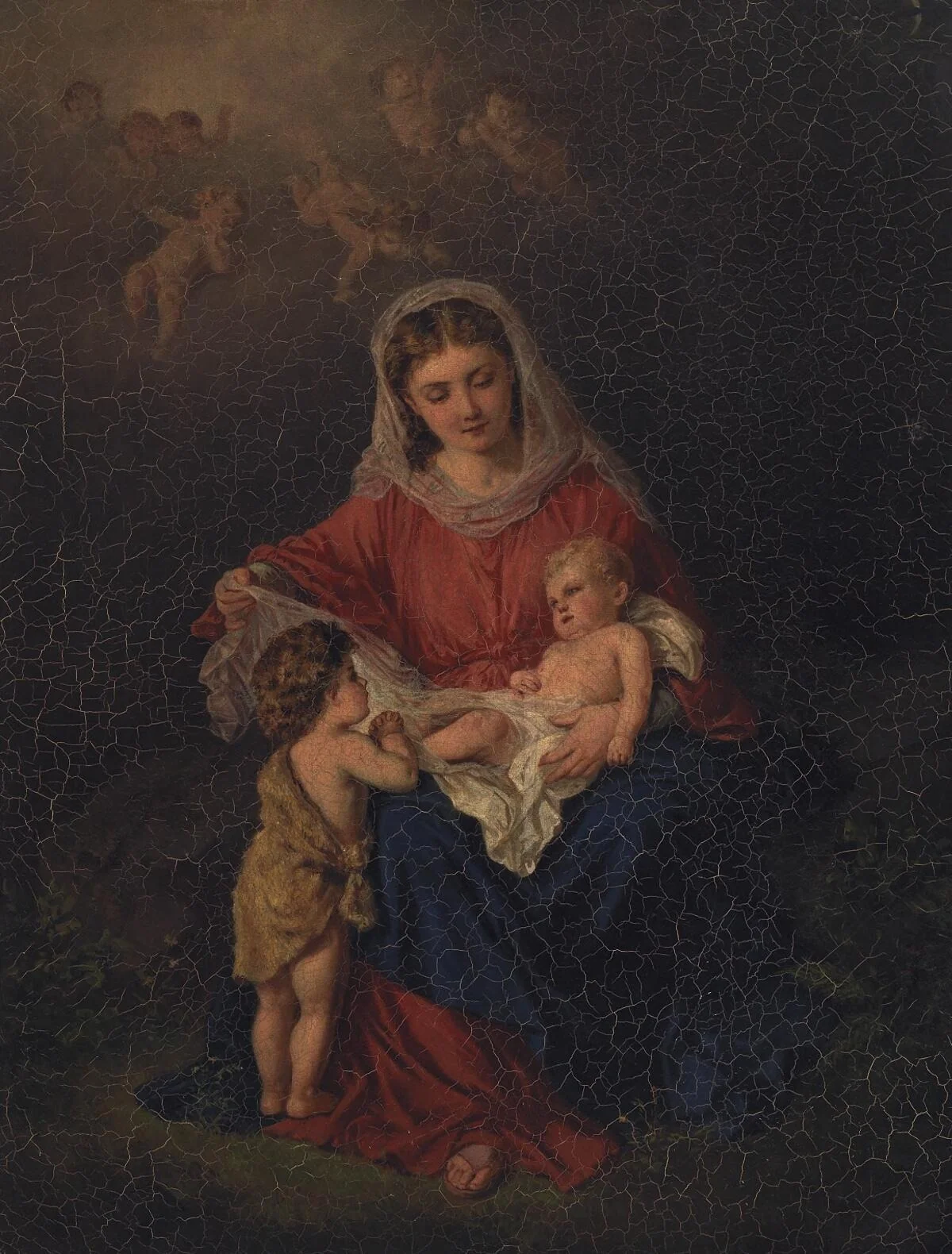 Madonna and child with St. John, detail