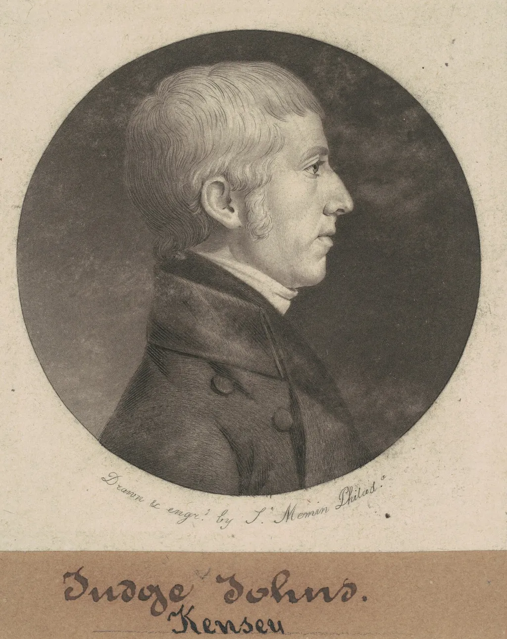 Kensey Johns, by Charles B. J. Févret de Saint-Mémin, ink, 1802