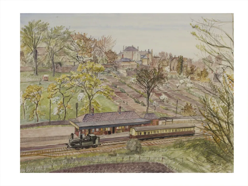 The Railway Station at Tetbury, by Puller, watercolor