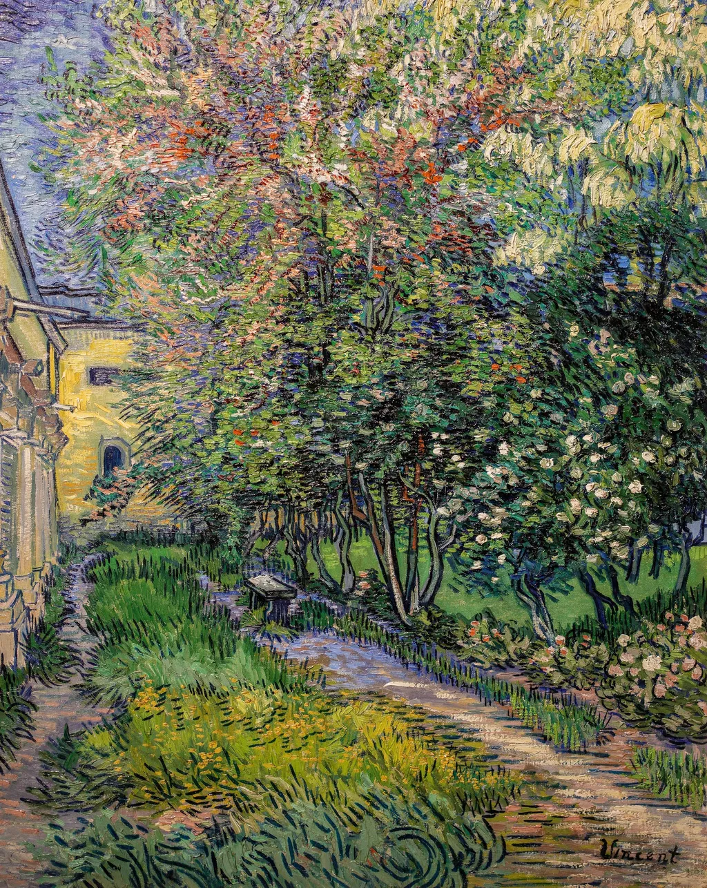 The garden at the asylum at Saint-Rémy, by Vincent van Gogh, oil, 1889