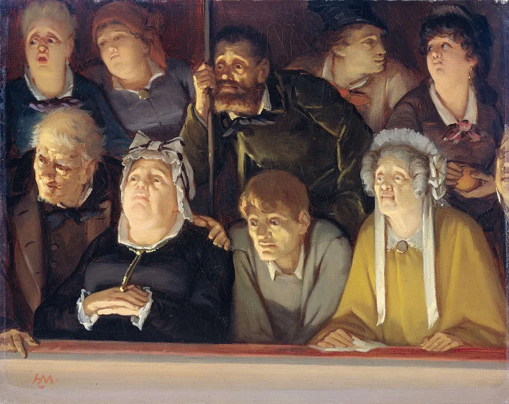 Theater Audience, by Hippolyte Michaud, oil, 1863