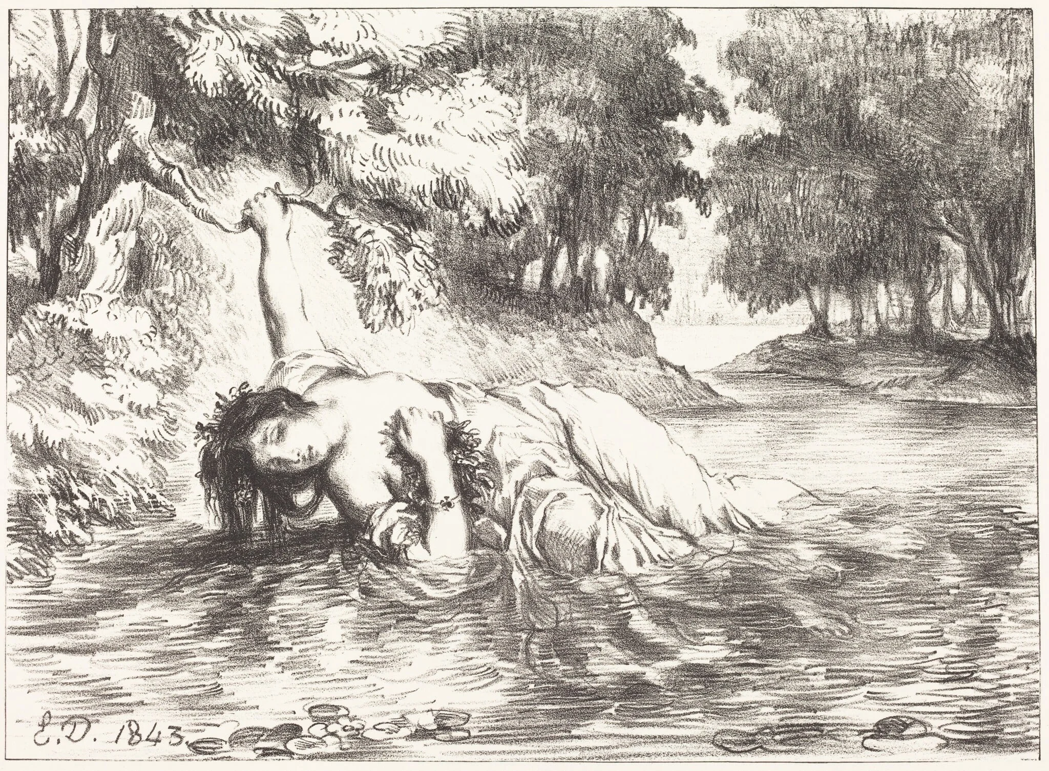 The Death of Ophelia (Act IV, Scene VII), detail