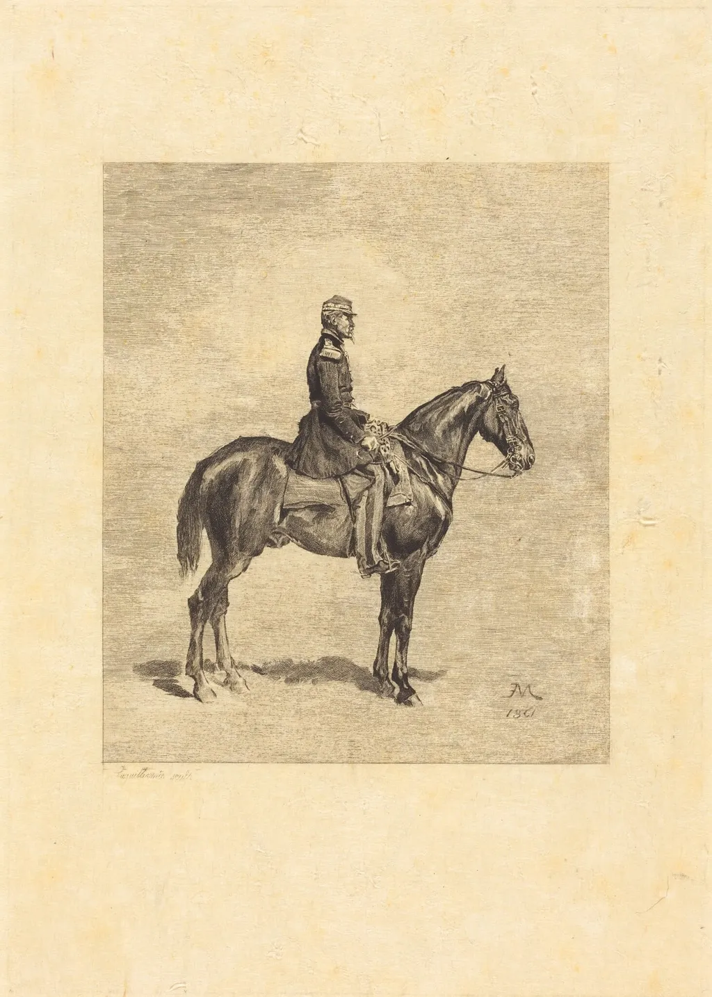 Horseman, by Frédéric Auguste Laguillermie, ink, 1861