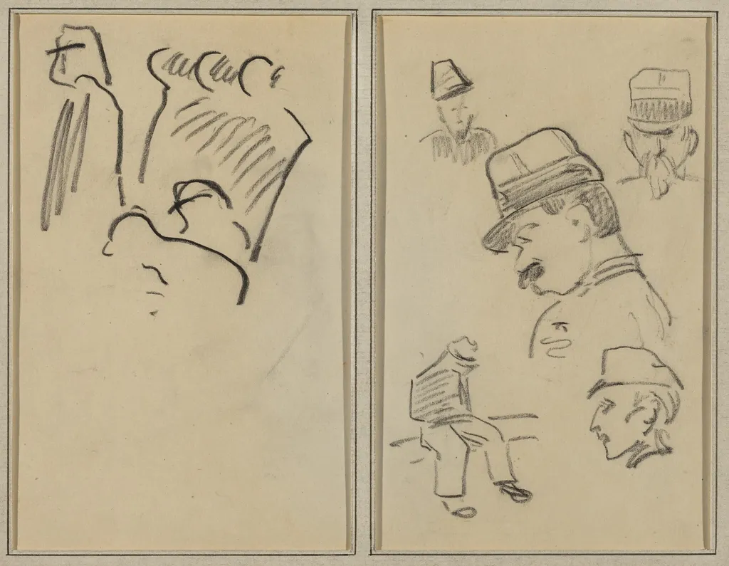 Soldiers; Four Soldiers and a Seated Figure [verso], by Paul Gauguin, crayon, 1886