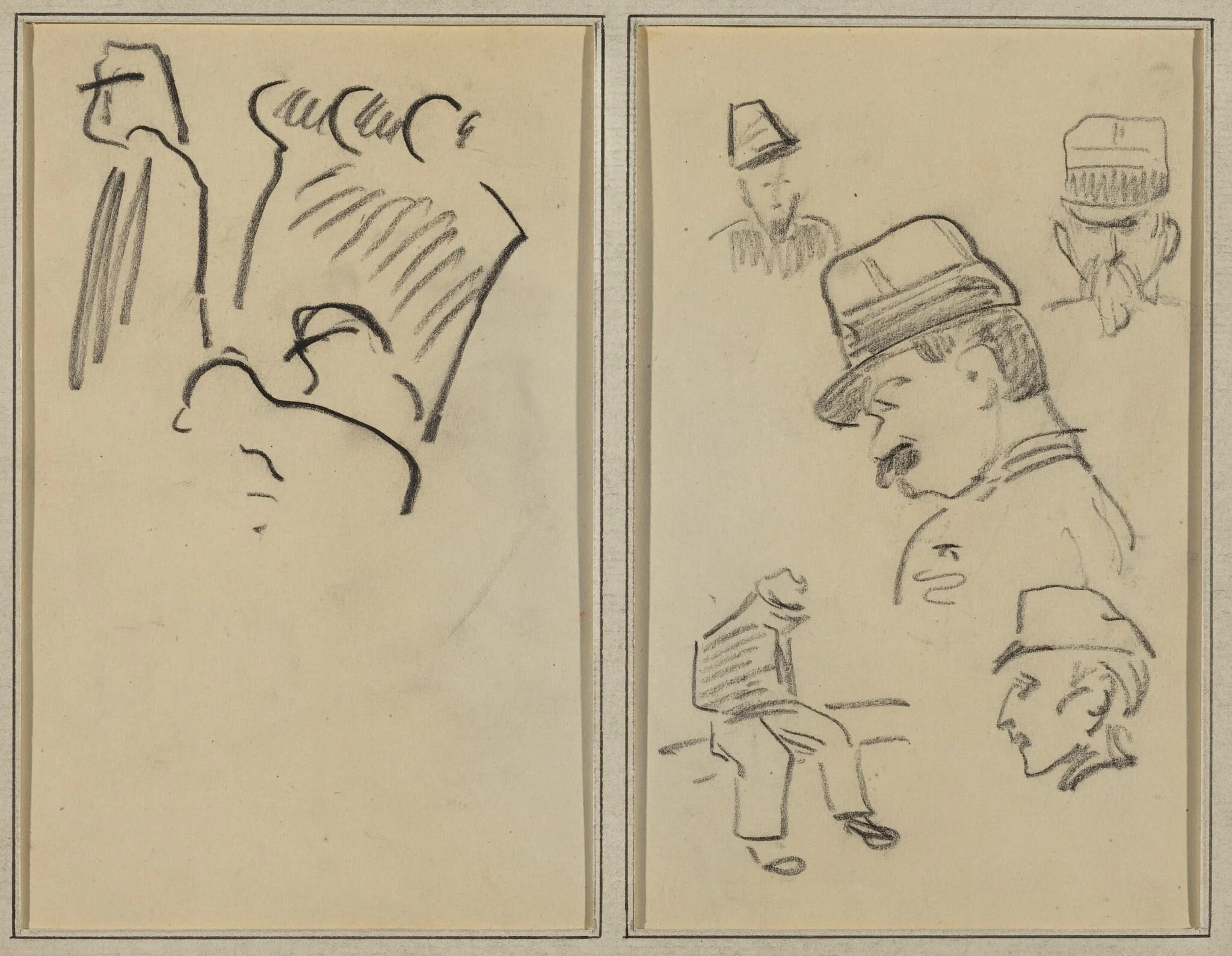 Soldiers; Four Soldiers and a Seated Figure [verso], detail