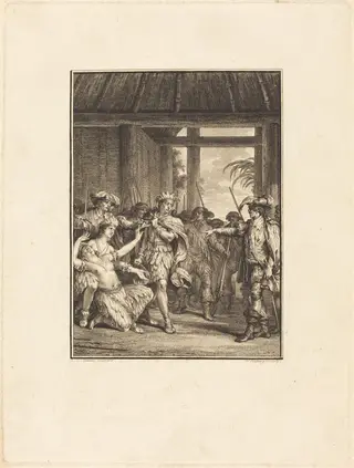 La découverte du nouveau monde, by Pietro Antonio Martini, ink, 1768