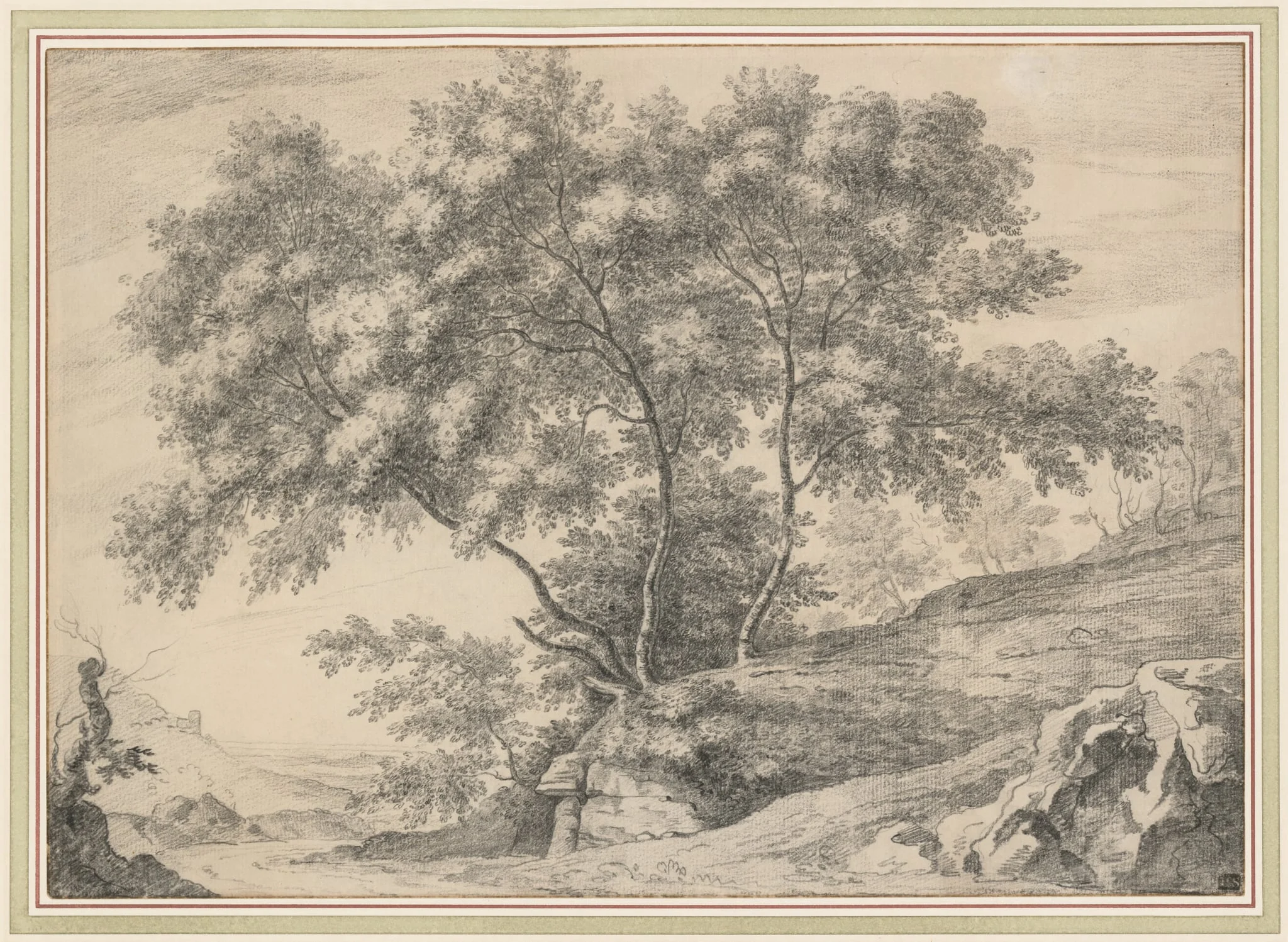 A Clump of Trees on a Rocky Outcrop, detail