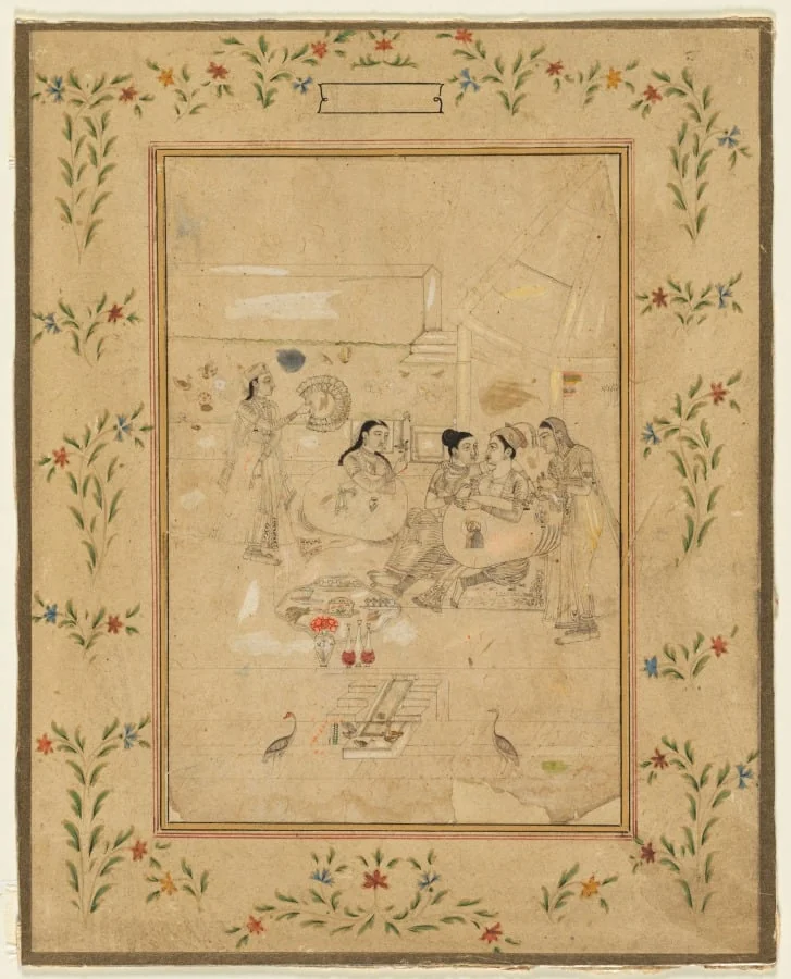 Women playing at cross-dressing, detail