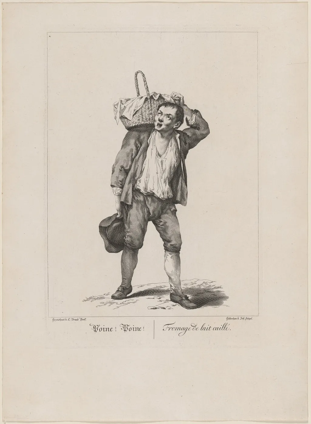 Poine! Poine! (Cheese Curd Seller), by Johann Feigel, ink, 1775