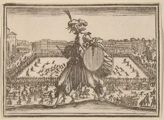 Piazza Santa Croce, Florence, by Edouard Eckman, ink, 1621