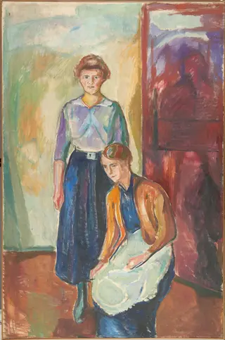 Two Maids, by Edvard Munch, oil, 1915