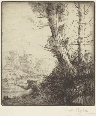 Banks of the Oise (Bord de l'Oise), by Alphonse Legros, ink, 1874