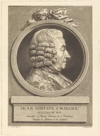 Jean Baptiste Simeon Chardin, by Jean Francois Rousseau, ink, 1776