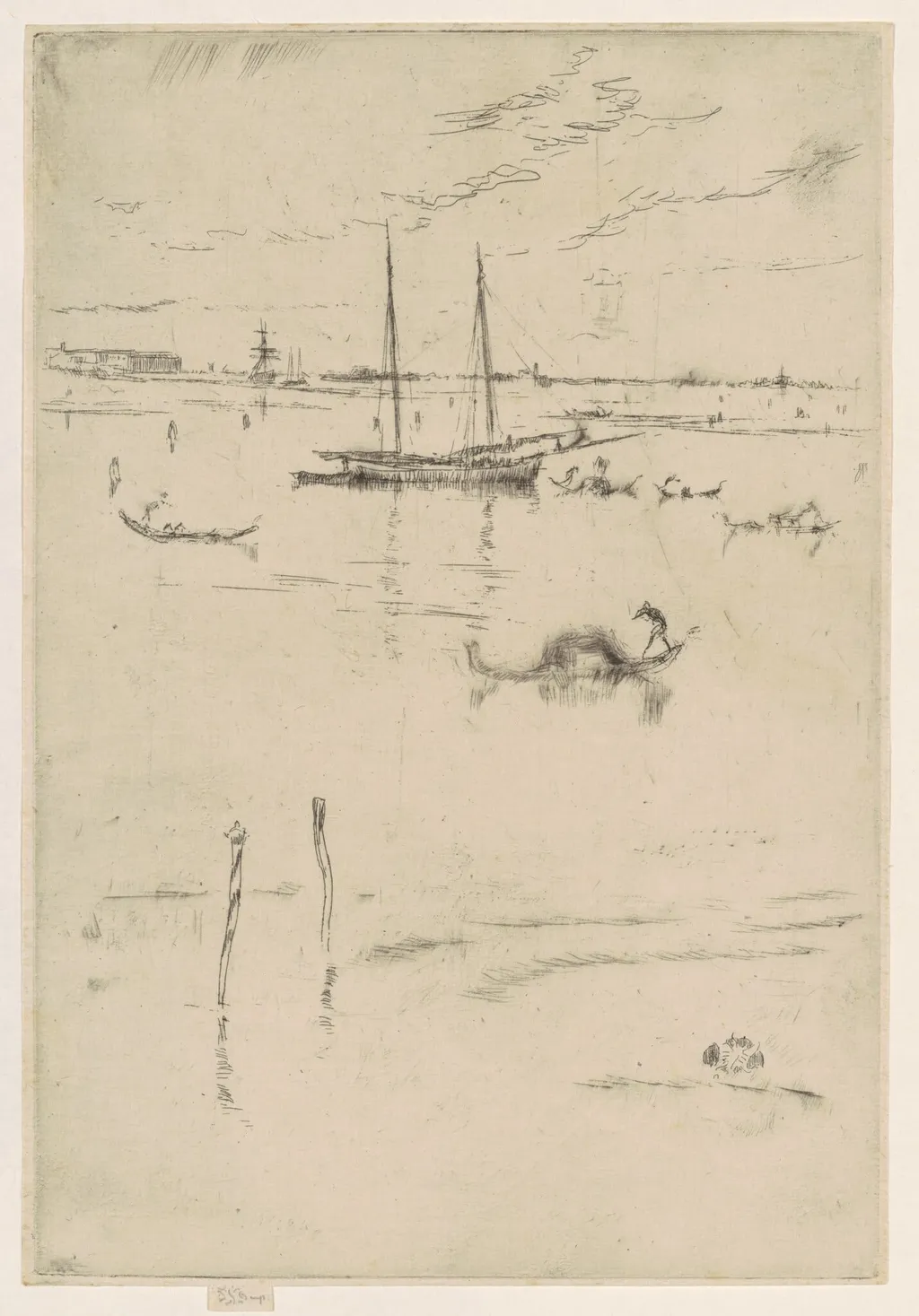The Little Lagoon, by James McNeill Whistler, ink, 1880