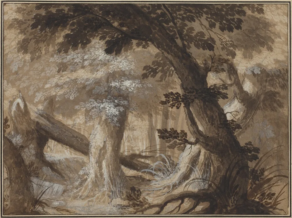 Forest Interior, by Flemish 17th century, ink, 1610