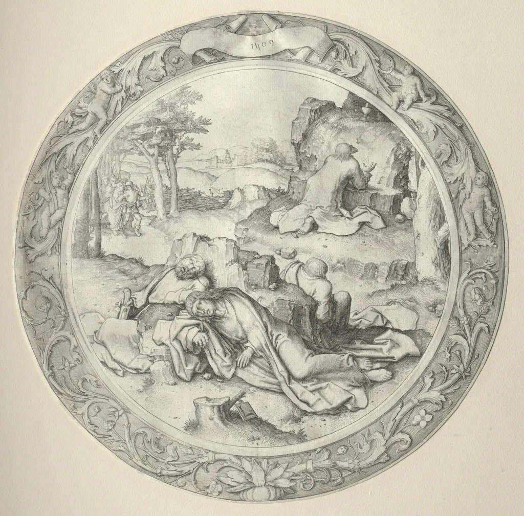 The Round Passion: Christ in Gethsemane (Agony in the Garden), by Lucas van Leyden, 1509