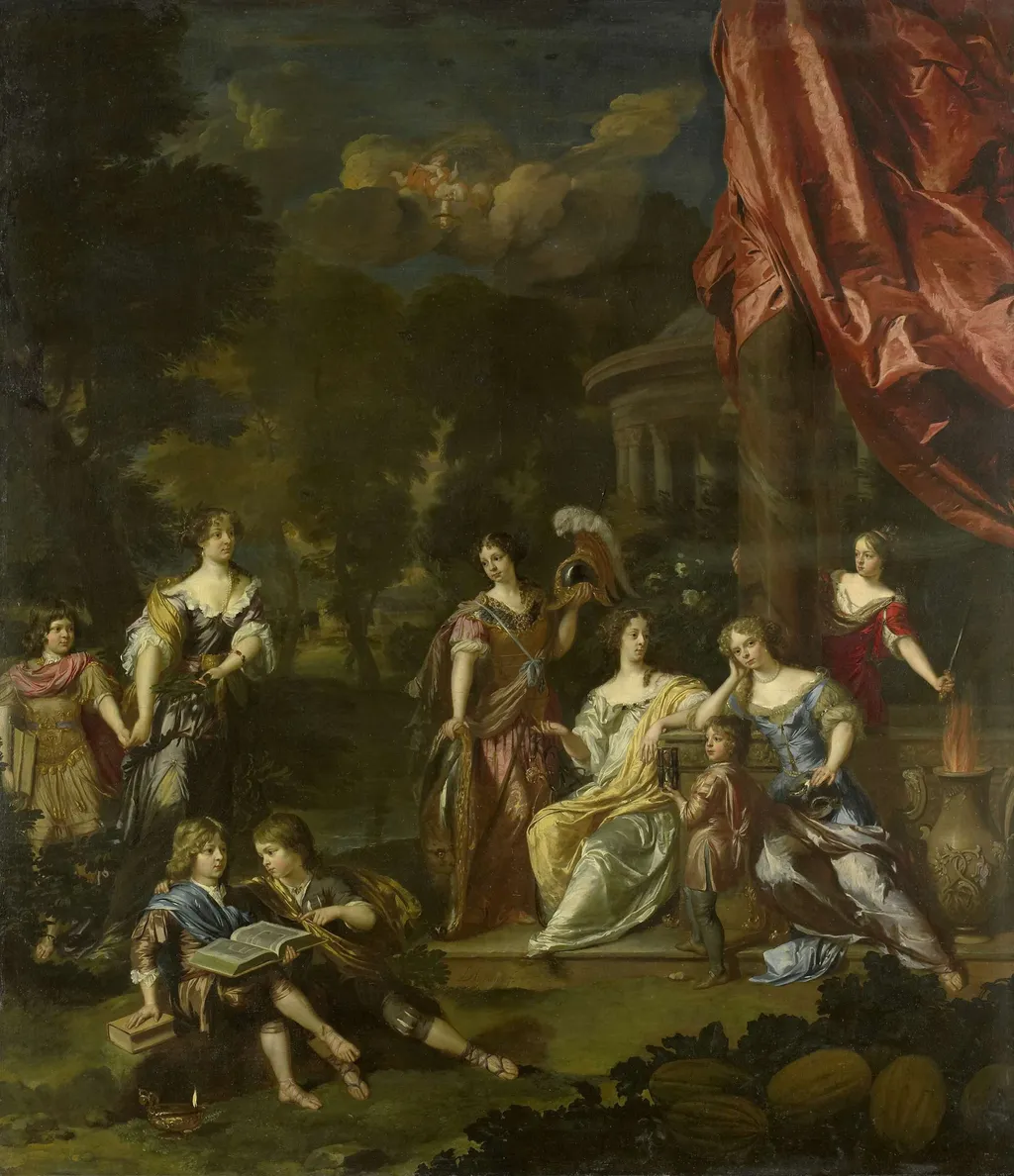 Group portrait with allegorical overtones of the children of Diederic Pietersz van Leyden van Leeuwen (1628-1682), burgomaster of Leiden, and Alida Paets (1625-1673), by Daniel Mijtens the Younger, oil