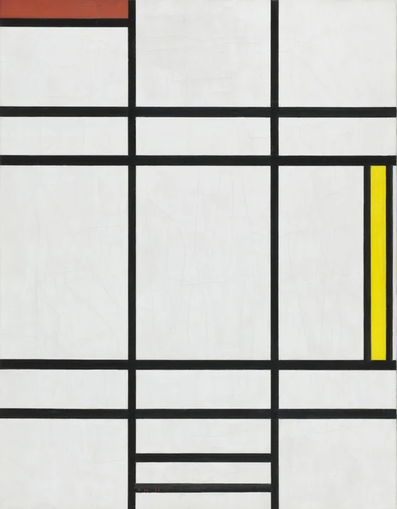 Composition in White, Red, and Yellow, detail