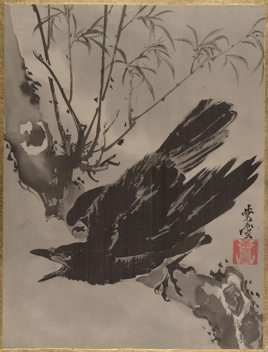 木に鴉図|Crow on a Branch, detail