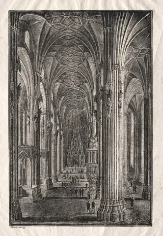Interior of St. Stephen's Cathedral in Vienna, by Karl Friedrich Schinkel, 1810