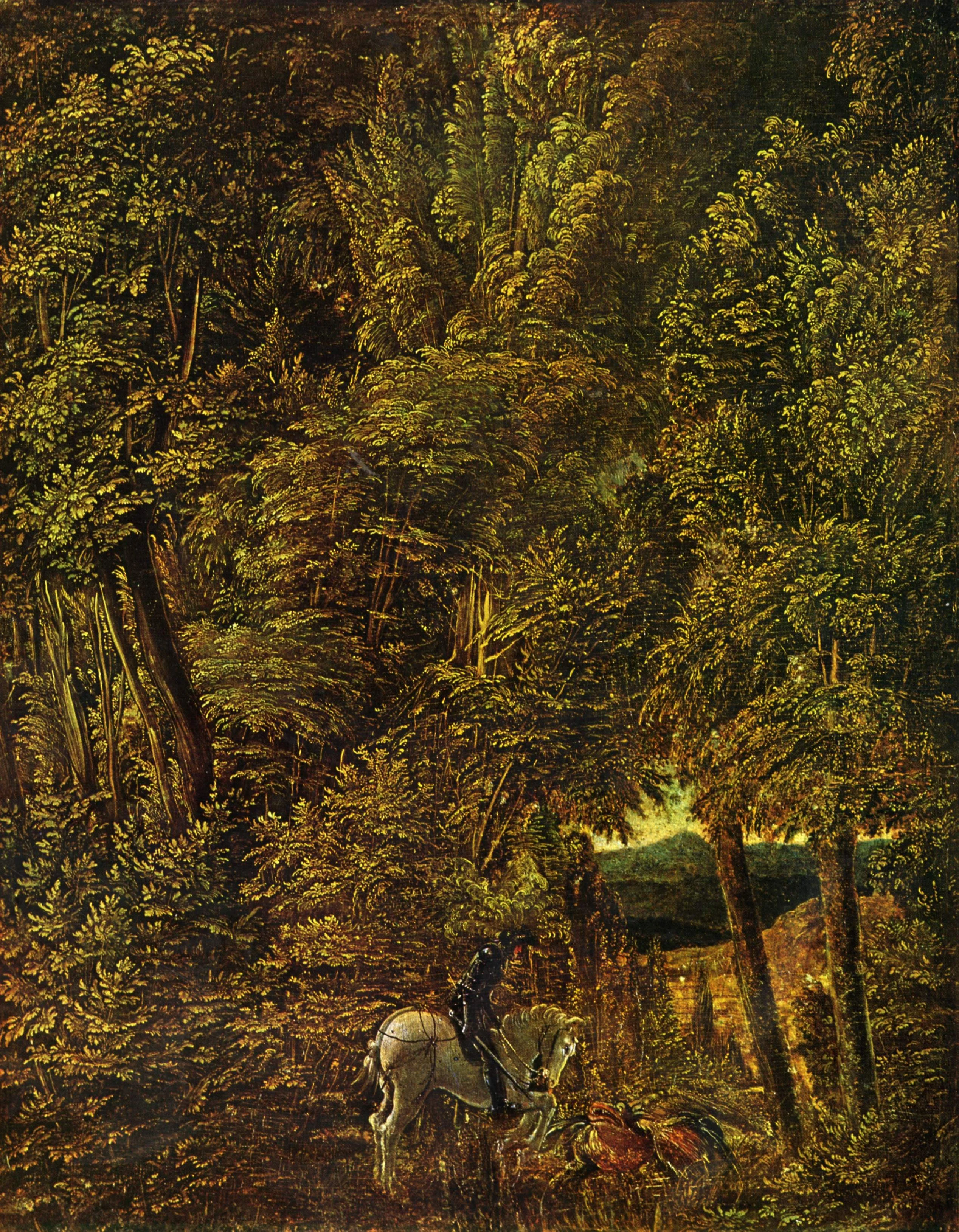 Countryside of Wood With Saint George Fighting the Dragon, detail