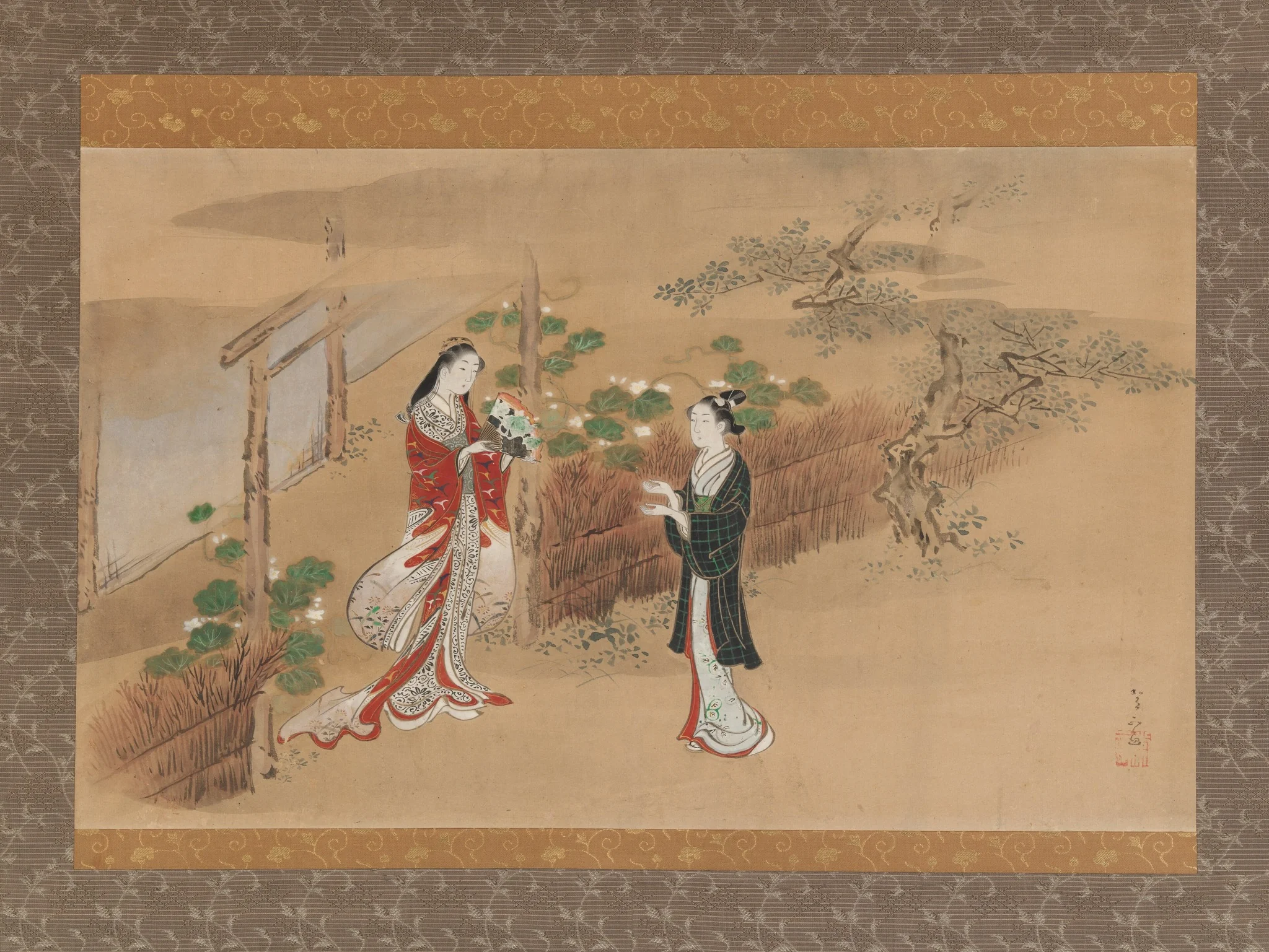 "Evening Faces" (Yūgao) chapter from The Tale of Genji (Genji monogatari), detail